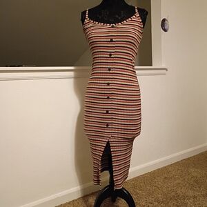Wild Fable Striped Button-Front Midi Dress